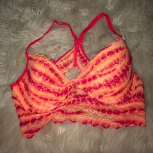 Multicolored pink push up bralet lace NWT
